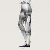 leggings noir et blanc photo abstraite レギンス (左)