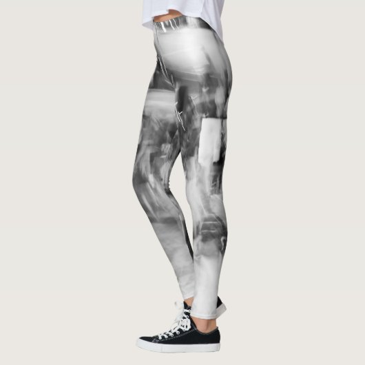 leggings noir et blanc photo abstraite レギンス (左)