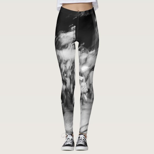 leggings noir et blanc photo abstraite レギンス (正面)