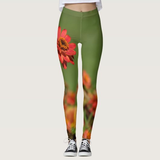 Leggings photo une fleur rouge. レギンス (正面)