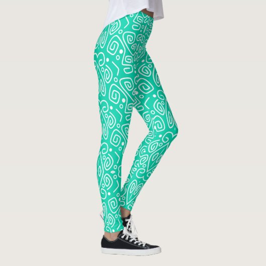 Leggings verde con líneas blancas redondeadas レギンス (右)