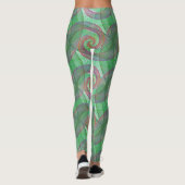 LEGGINGS - Violet Swirls Over Green Swirl Design レギンス (裏面)