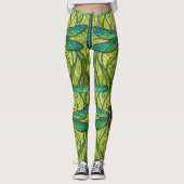 Leggings with a vibrant dragonfly pattern レギンス (正面)