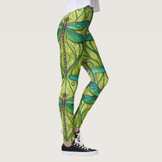 Leggings with a vibrant dragonfly pattern レギンス (右)