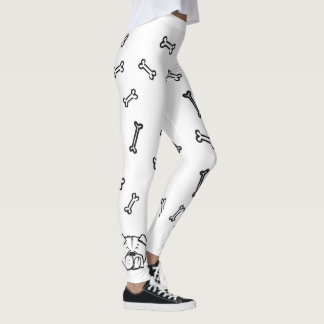 Leggings with english bulldog and bones pattern レギンス