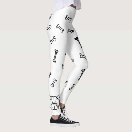 Leggings with english bulldog and bones pattern レギンス (右)