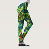 Leggings with vibrant green leaves and colorful  レギンス (右)