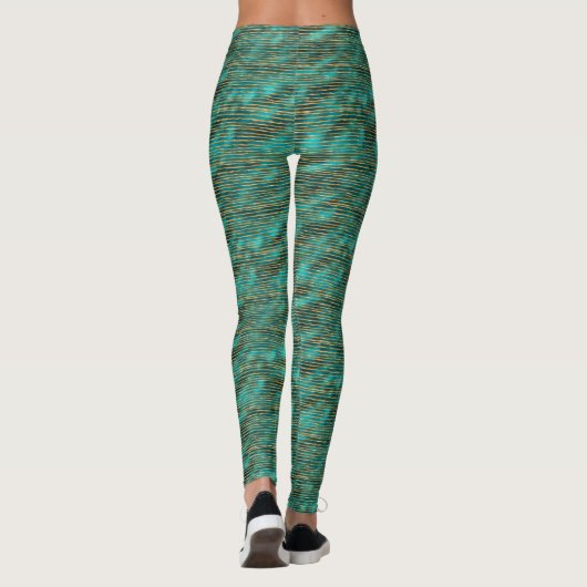 Leggings Women - Blue And Gold Pattern レギンス (裏面)