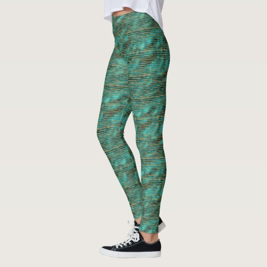 Leggings Women - Blue And Gold Pattern レギンス (左)