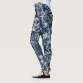 Leggings Women - Blue and Silver Marble Pattern レギンス (左)