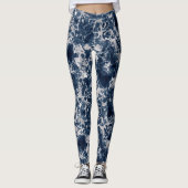 Leggings Women - Blue and Silver Marble Pattern レギンス (正面)