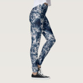 Leggings Women - Blue and Silver Marble Pattern レギンス (右)