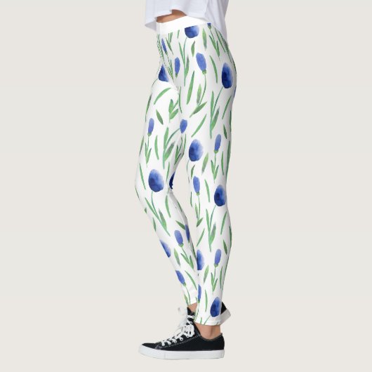 Leggings Women - Blue Flowers レギンス (左)