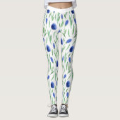 Leggings Women - Blue Flowers レギンス (正面)