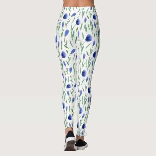 Leggings Women - Blue Flowers Pattern レギンス (裏面)