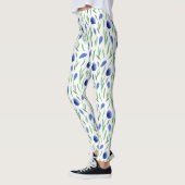 Leggings Women - Blue Flowers Pattern レギンス (左)