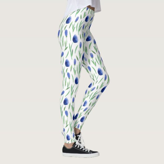 Leggings Women - Blue Flowers Pattern レギンス (右)