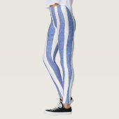 Leggings Women - Blue Stripe Pattern レギンス (左)