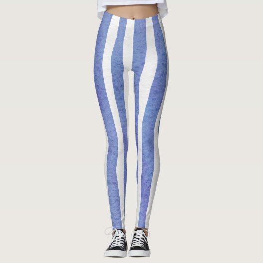 Leggings Women - Blue Stripe Pattern レギンス (正面)