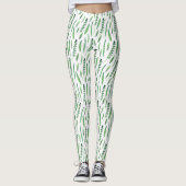 Leggings Women - Green Leaves Pattern レギンス (正面)