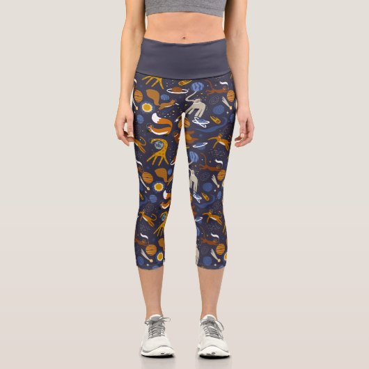 Leggins Capri yoga Animals Outer Space カプリレギンス (正面)