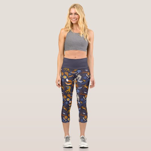 Leggins Capri yoga Animals Outer Space カプリレギンス (正面)