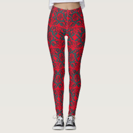Leggins rojo vivo azulejo レギンス