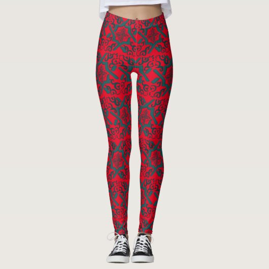 Leggins rojo vivo azulejo レギンス (正面)