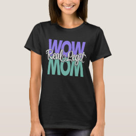 Legit 実在 Wow Momプリント(紫、ティール（緑がかった色）、白) Tシャツ