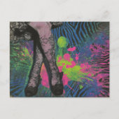 Legs in Lace Zebra Print Abstract Collage ポストカード (正面)