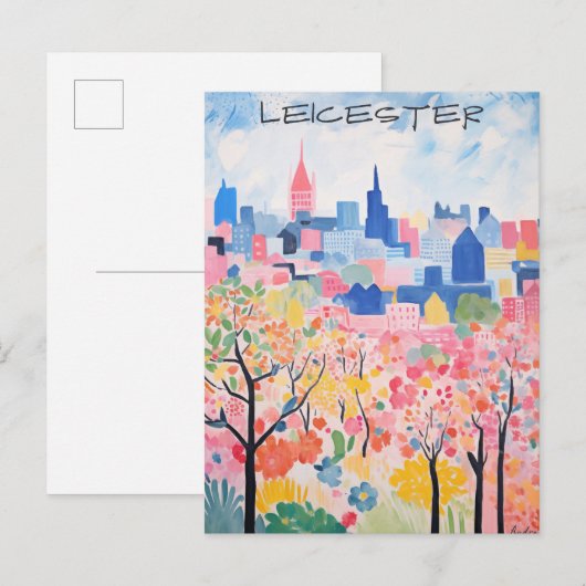 Leicester Travel City Painting Aesthetic ポストカード (正面/裏面)