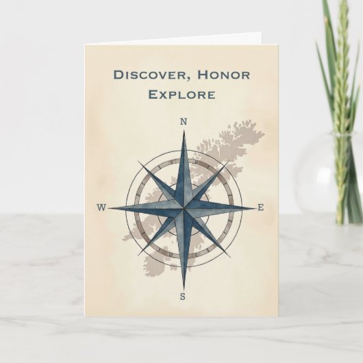 Leif Erikson Day モダン Explorer Compass with Map カード (正面)