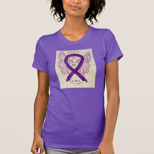 Leiomyosarcoma(LMS)認識度リボンエンジェルシャツ Tシャツ (正面)