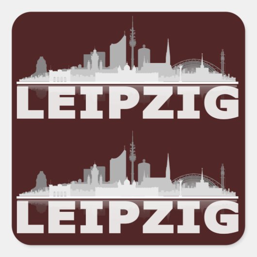 Leipzig City Skyline Aufkleber スクエアシール (正面)
