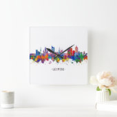 Leipzig Germany Skyline スクエア壁時計 (ホーム)
