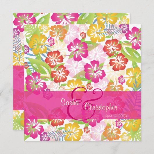 Leis/ルアウ（ハワイ式宴会）/ハイビスカスウェディング招待状 招待状 (正面/裏面)