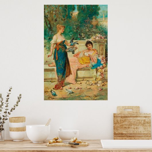 Leisure Hours by Hans Zatzka – ポスター (キッチン)