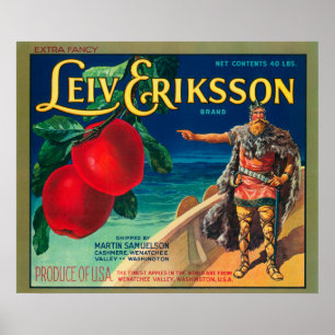 Leiv Eriksson Appleのラベル-カシミヤ織、WA ポスター