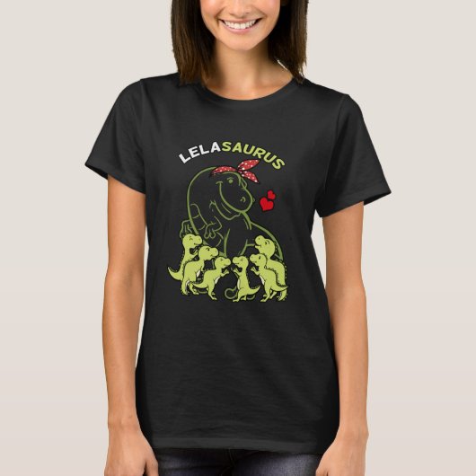 Lelasaurus Lela 6子供たち恐竜の母の日 Tシャツ (正面)