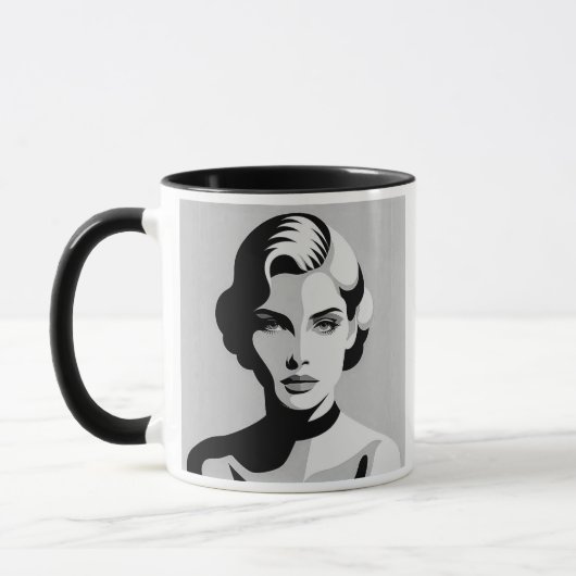 L'élégance contrastée d’un visage mystérieux. マグカップ (左)