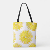 Lemのスライスが熟した水色のシームレスなパターン トートバッグ (裏面)