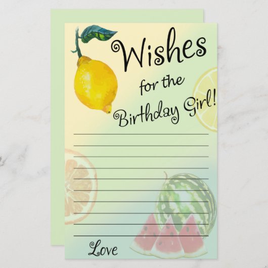 Lemon誕生日ガールゲームのための願い (正面/裏面)