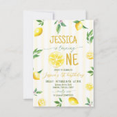 Lemon 1st Birthday Invitation Little Cutie 招待状 (正面)