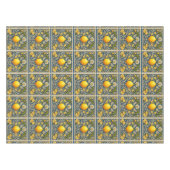 Lemon Amalfi Blue Mediterranean Art Nouveau テーブルクロス (正面(横))