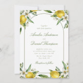 Lemon and Floral Frame Wedding Invitation 招待状 (正面)
