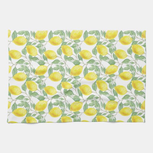 Lemon and Leaves Pattern キッチンタオル (横)