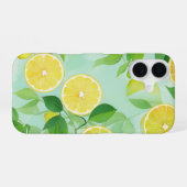 Lemon and Leaves Watercolor Phone Case iPhone 16ケース (裏面横)