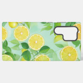 Lemon and Leaves Watercolor Phone Case Samsung Galaxyケース (裏面横)