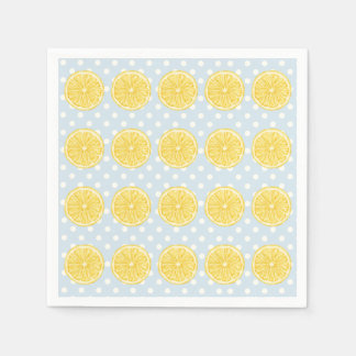 Lemon and Light Blue Summer Napkins スタンダードカクテルナプキン