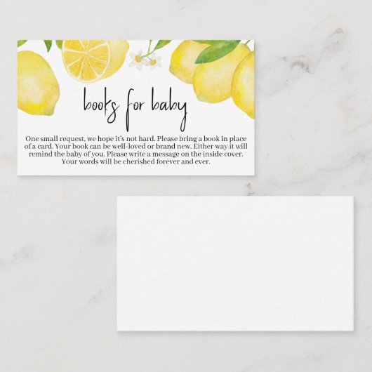  Lemon Baby Shower Books for Baby 名刺 (正面/裏面)